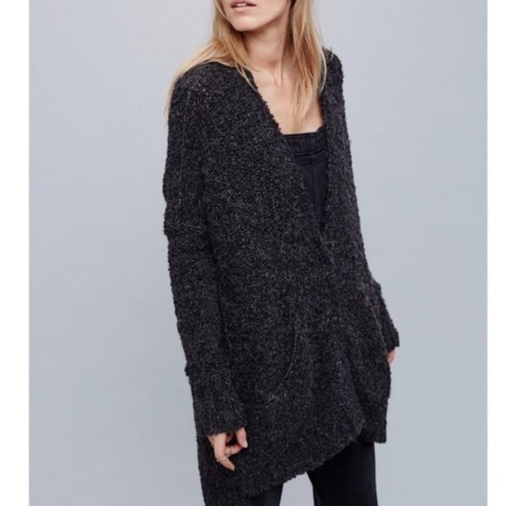 Free People Dark Gray Boucle Slouch Cardigan Sz S